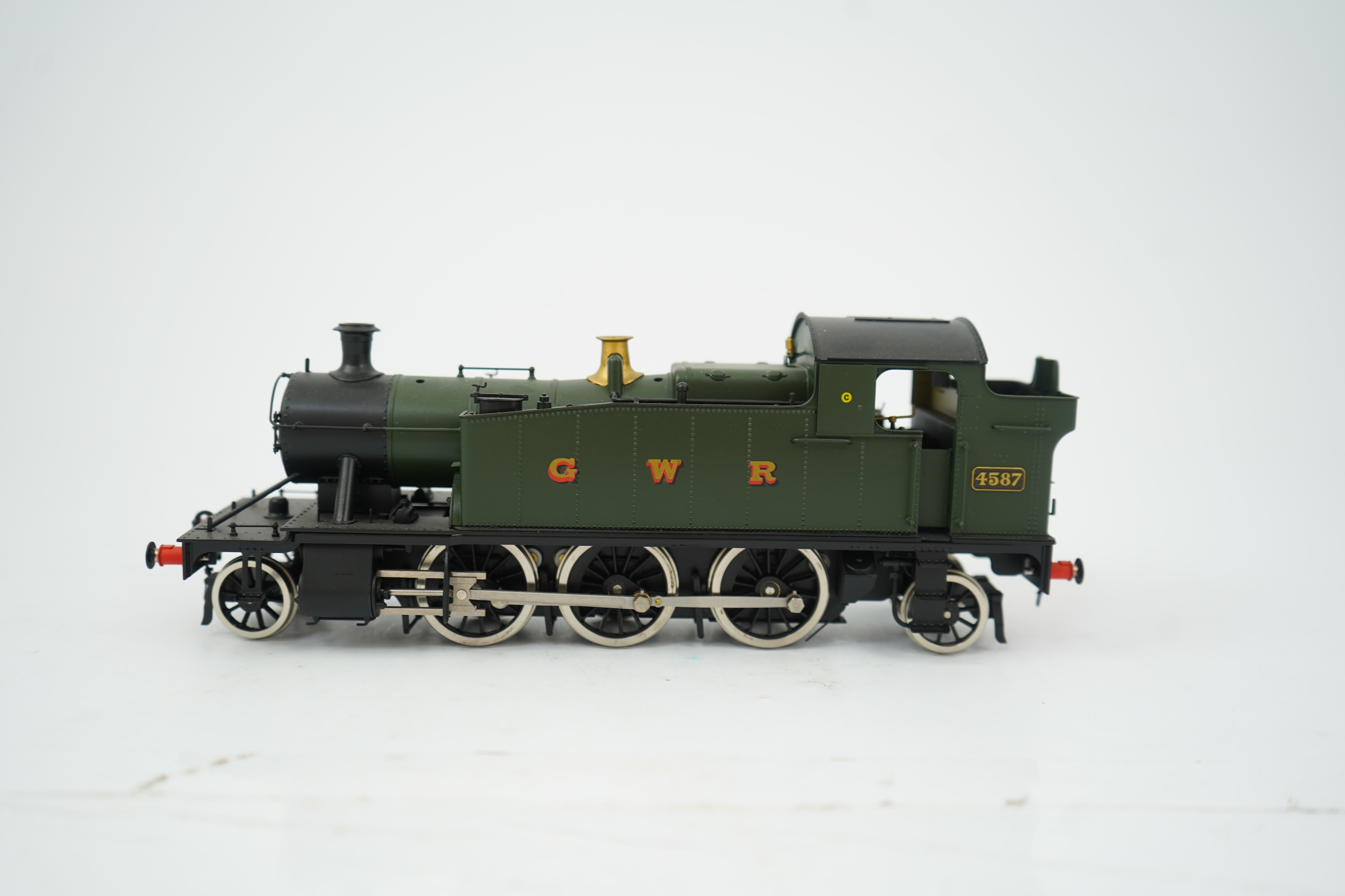 An 0 Gauge Tower Models, Blackpool, made in Sancheng China, model of GWR Class 45xx, 4587, 2-6-2T Prairie Tank locomotive, powered for two rail operation.